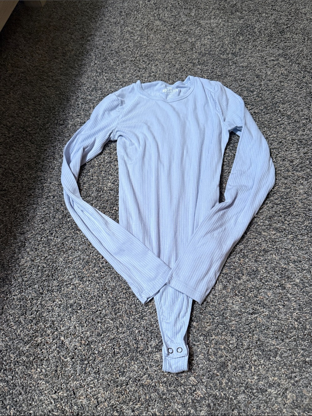 Hollister Pale Blue Ribbed Long Sleeve Bodysuit